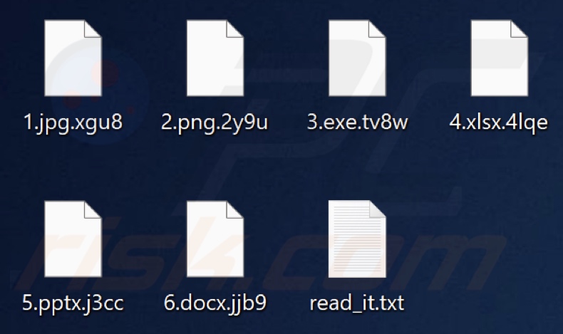 Fichiers cryptés par le ransomware PIRAT HACKER GROUP (extension comprenant quatre caractères aléatoires)