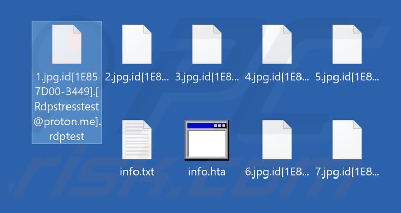 Fichiers cryptés par le ransomware Rdptest (extension .rdptest)