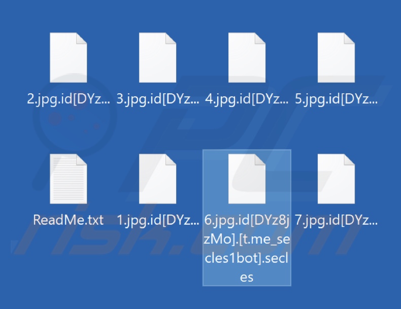 Fichiers cryptés par le ransomware Secles (extension .secles)