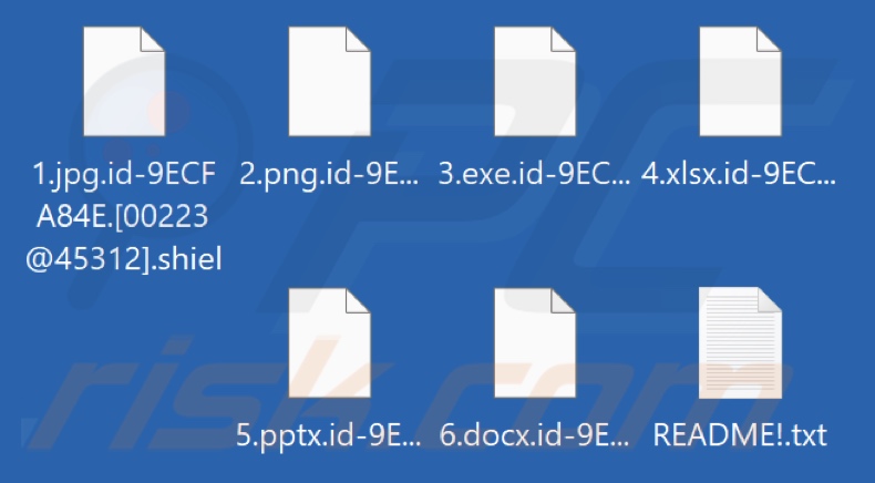 Fichiers cryptés par le ransomware Shiel (extension .shiel)
