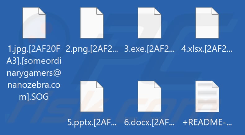 Fichiers cryptés par le ransomware SomeOrdinaryGamers Mutahar (extension .SOG)