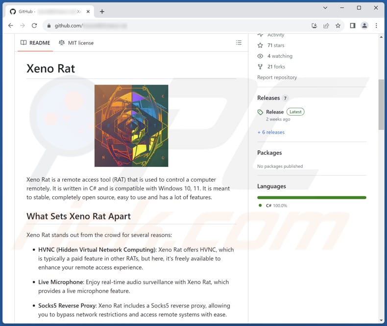 Xeno RAT sur GitHub