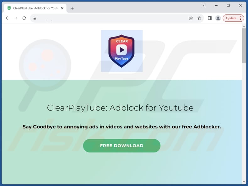 Site Web faisant la promotion de l'application Clear Play Tube