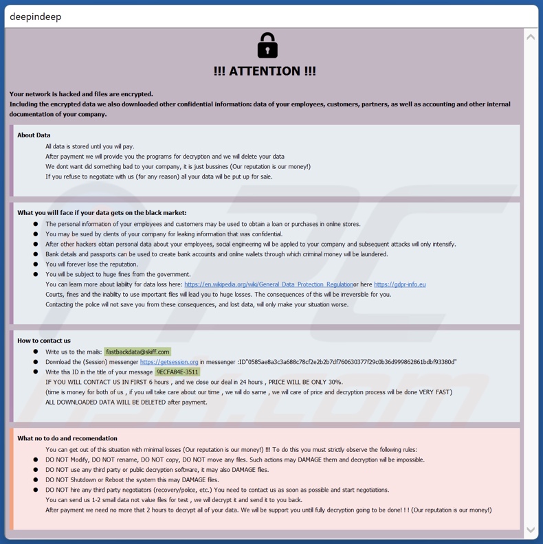 Fastbackdata ransomware fichier texte (info.hta)