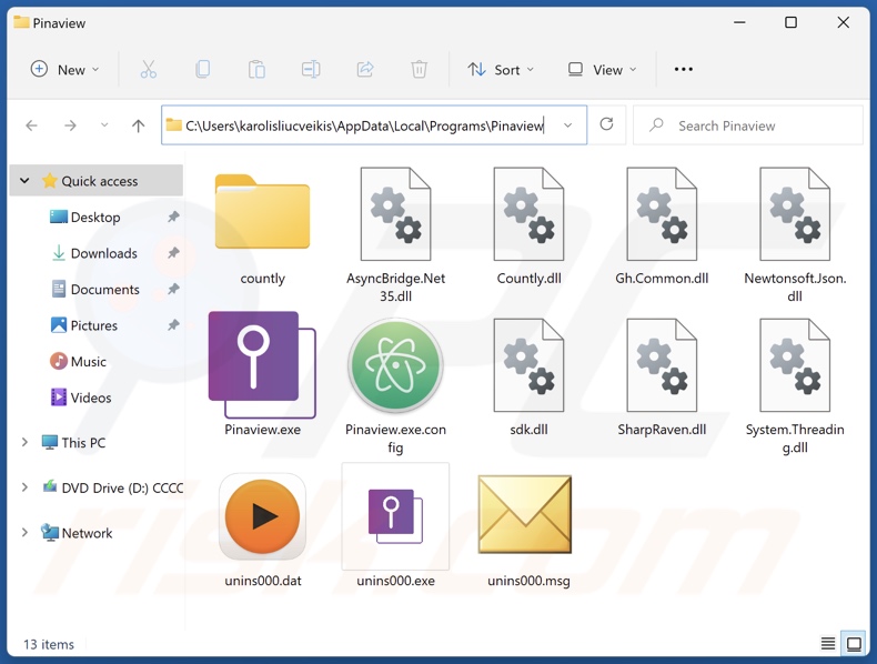 Pinaview unwanted application install folder