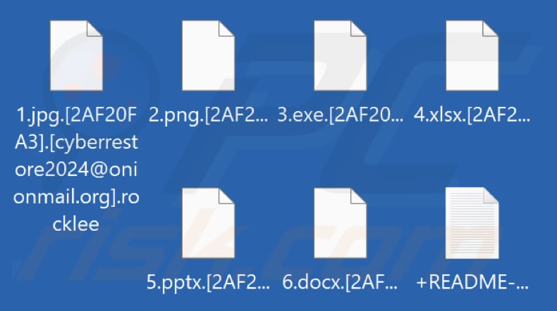 Fichiers cryptés par le ransomware Rocklee (extension .rocklee)