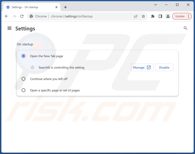 Suppression de searchfz.com de la page d'accueil de Google Chrome