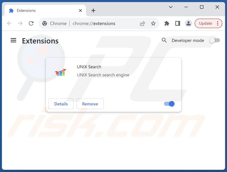 Suppression des extensions Google Chrome liées à unixsearch.com