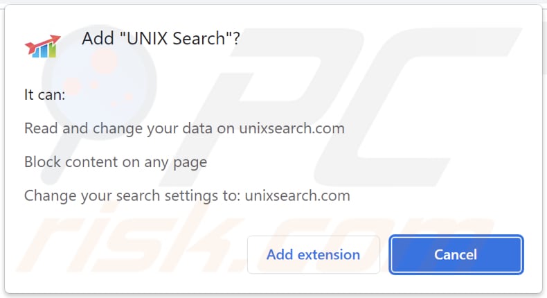 Permissions demandées par le pirate de navigateur UNIX Search