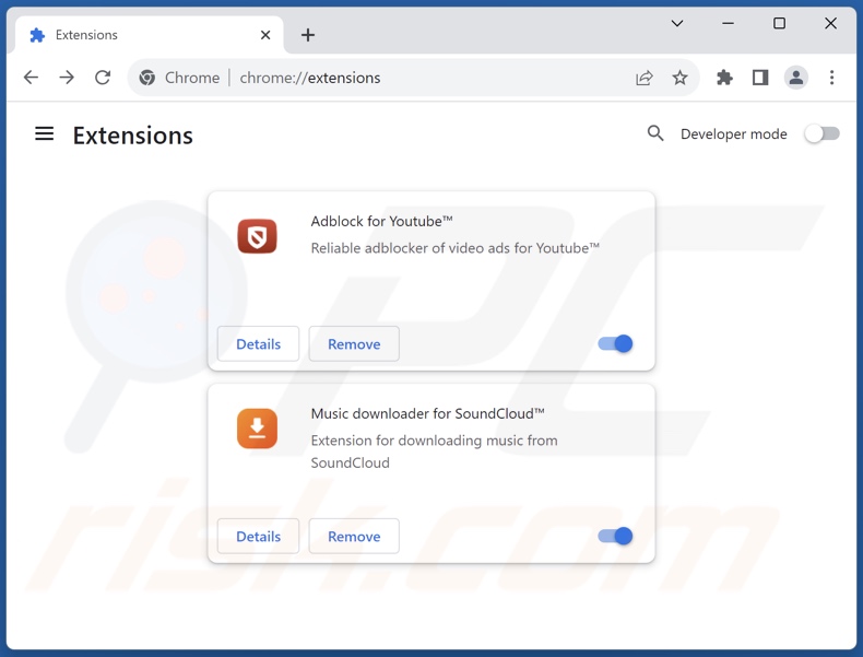 Suppression des extensions malveillantes de Google Chrome étape 2