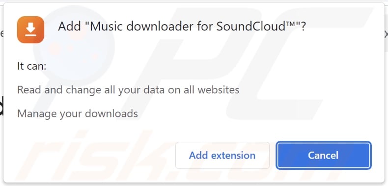 Téléchargeur de musique pour SoundCloud™ demandant diverses autorisations