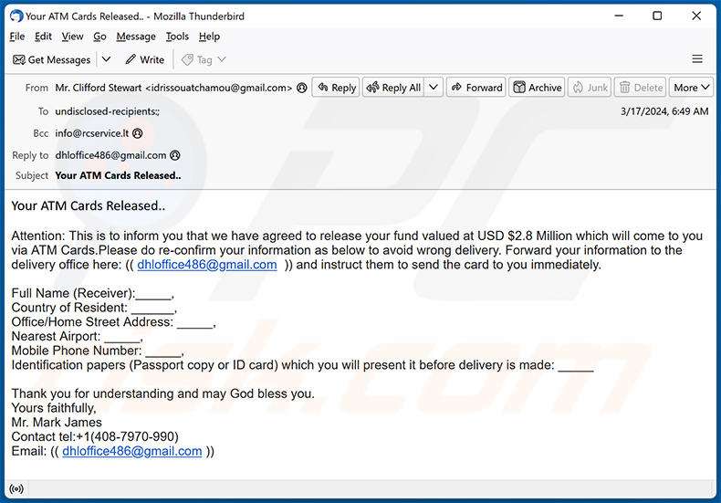ATM Card escroquerie par courriel (2024-03-19)