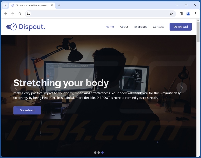 Site web promouvant l'application Dispout