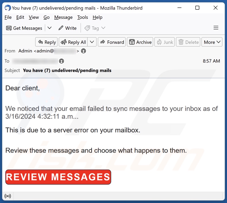 Email Failed To Sync email spam campagne