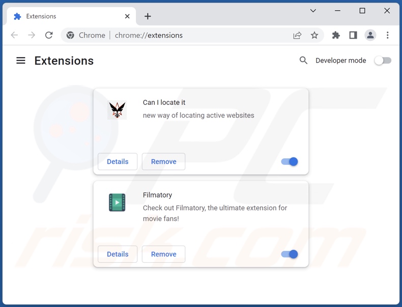 Suppression des extensions Google Chrome liées à finderssearching.com