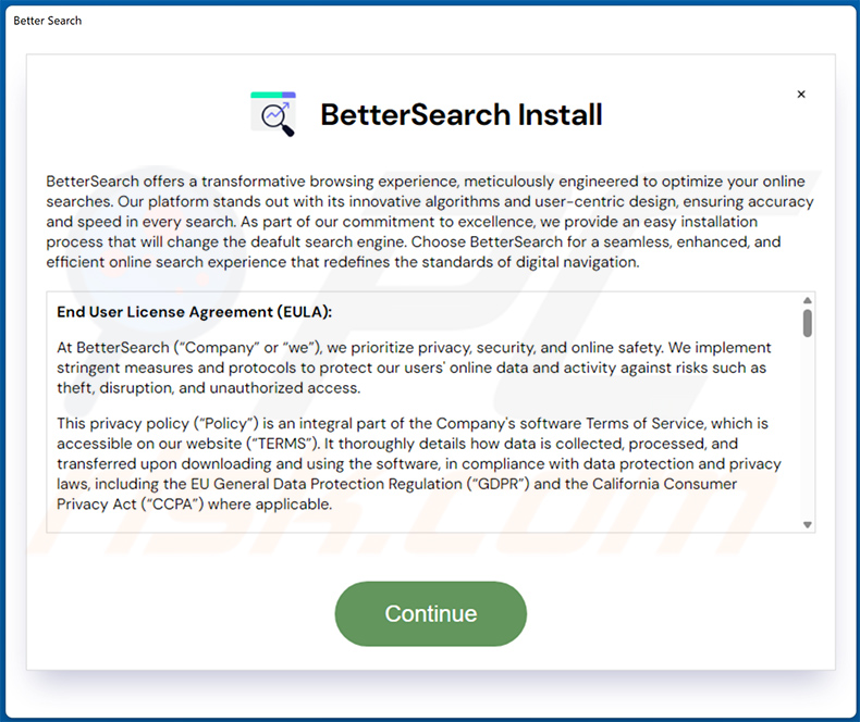 Promotion de l'installateur finderssearching[.]com browser hijacker