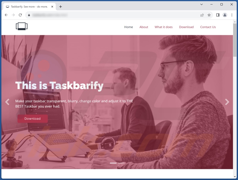 Site web promouvant l'application Taskbarify PUA