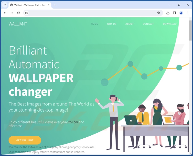 Site Web faisant la promotion de l'application Walliant