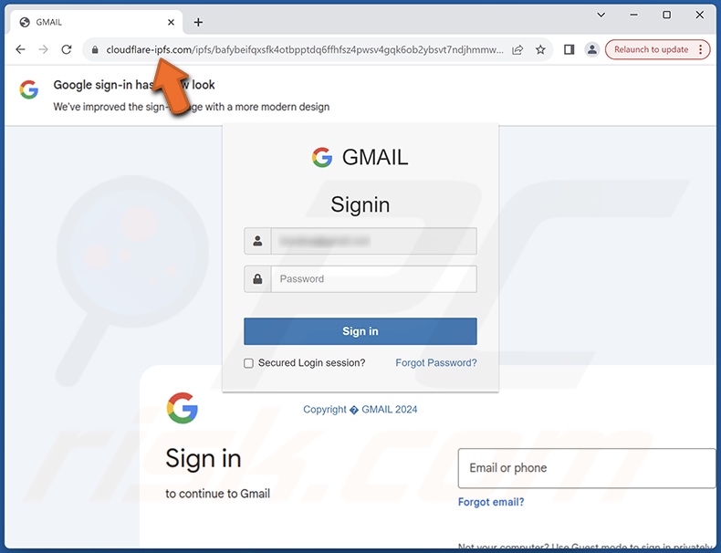 Account Protection courriel frauduleux site d'hameçonnage promu