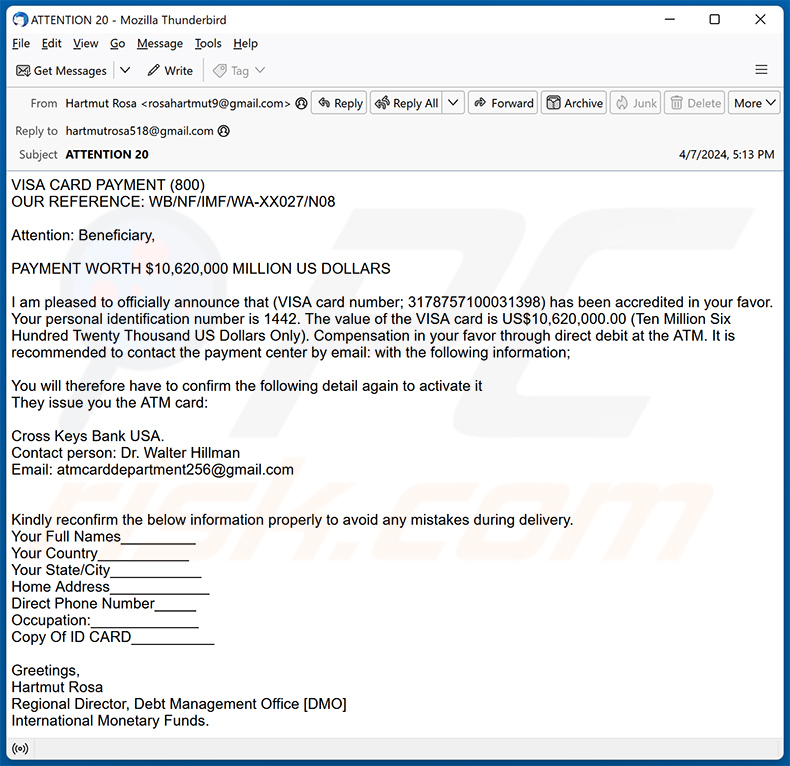 ATM Card escroquerie par courriel (2024-04-08)
