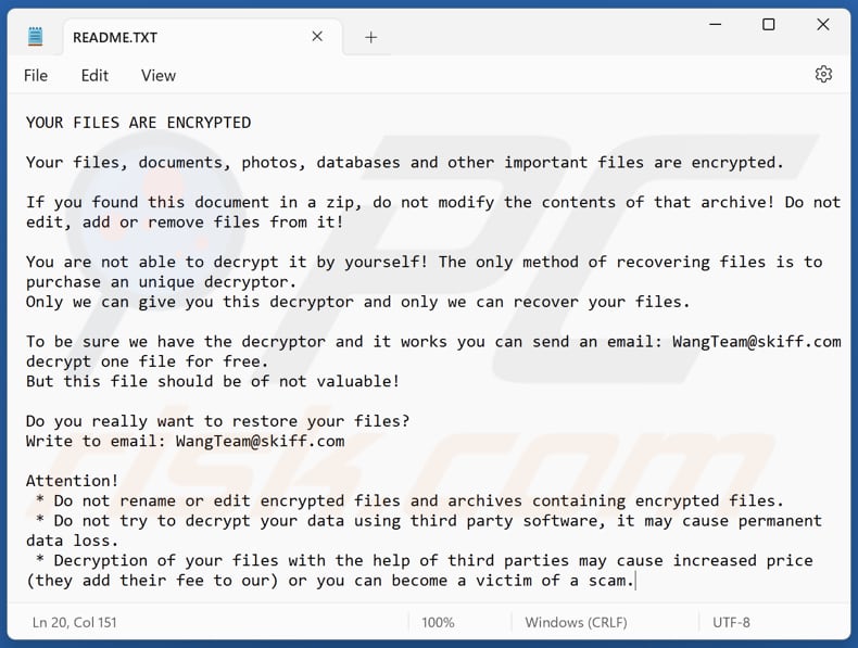 Fichier texte du ransomware Beast (README.TXT)