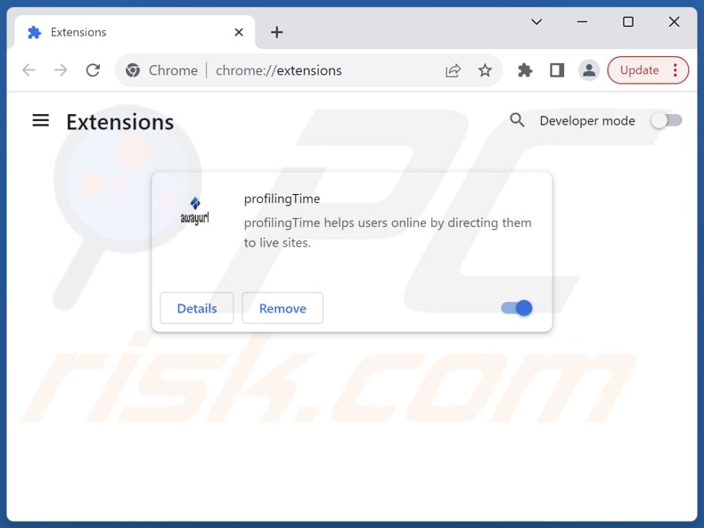 Suppression de l'adware profilingTime dans Google Chrome 2