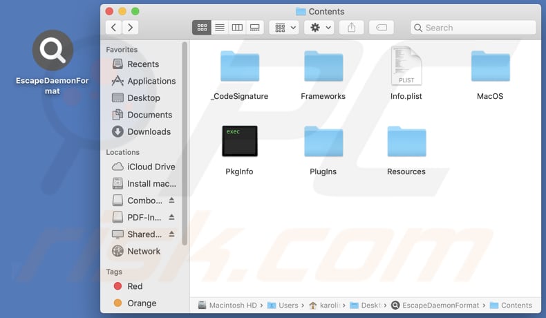 EscapeDaemonFormat dossier d'installation du logiciel publicitaire
