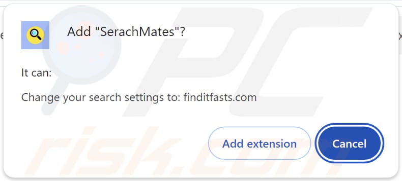 Le pirate de navigateur SerachMates demande des autorisations