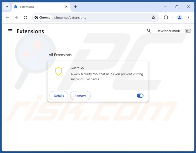 Suppression de GuardGo de Google Chrome étape 2