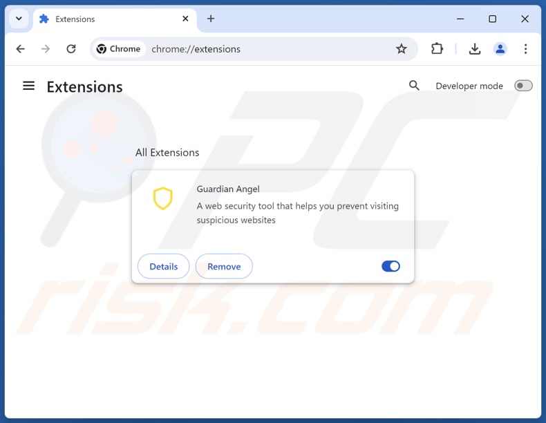Suppression du pirate de navigateur Guardian Angel de Google Chrome par étapes 2