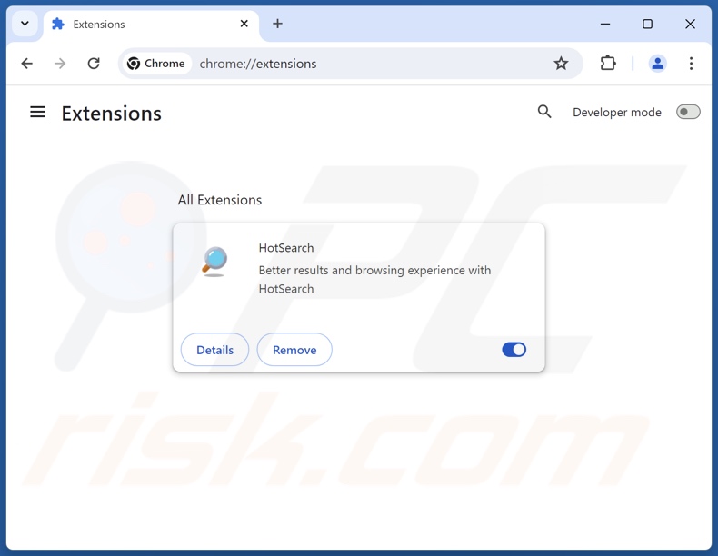 Suppression des extensions Google Chrome liées à hotsearch.io