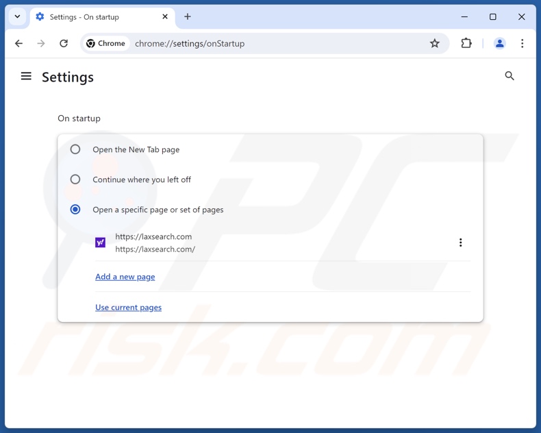 Supprimer laxsearch.com de la page d'accueil de Google Chrome
