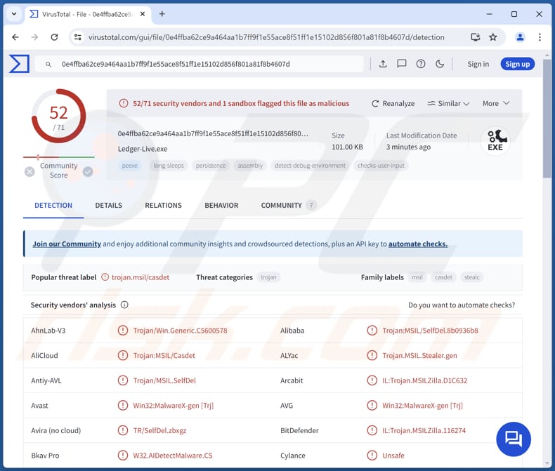 Ledger wallet logiciel malveillant voleur