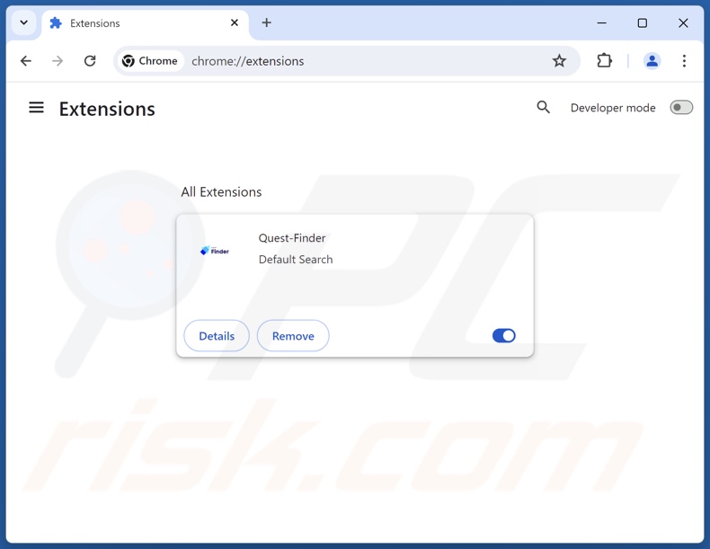 Suppression des extensions Google Chrome liées à quest-finder.com