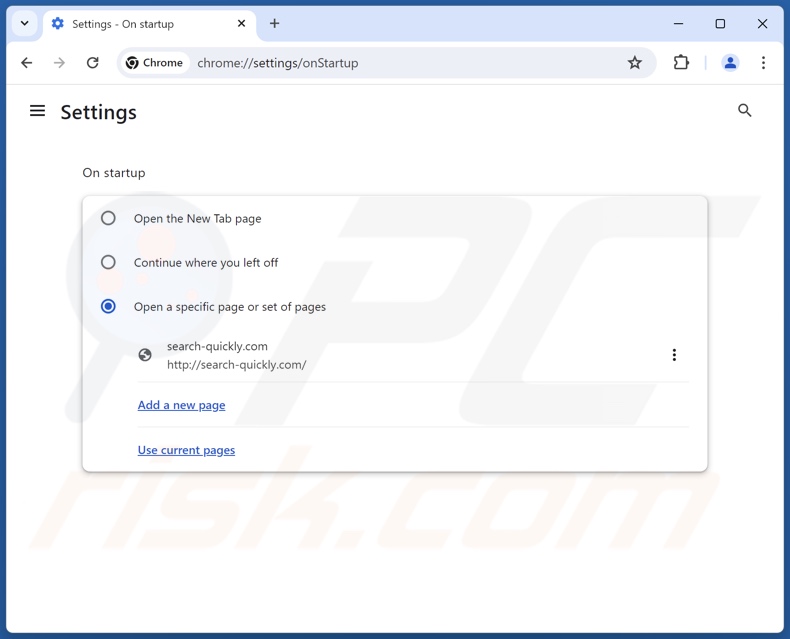 Supprimer search-quickly.com de la page d'accueil de Google Chrome