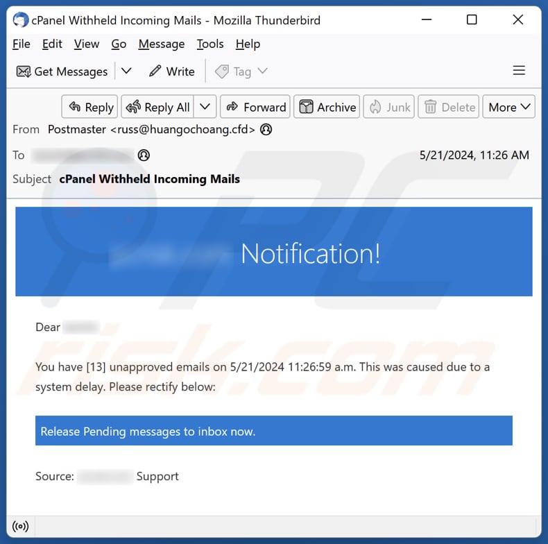 Unapproved Emails Campagne de spam par courrier électronique
