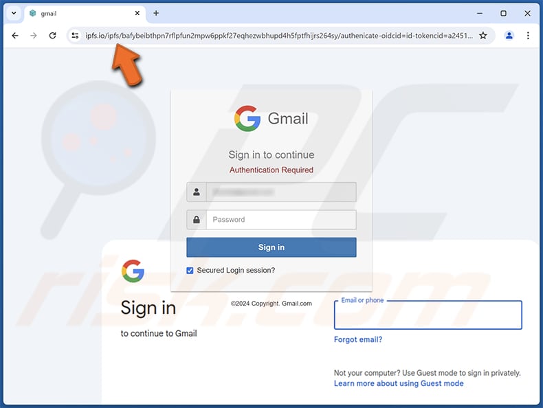 Unapproved Emails Page d'hameçonnage