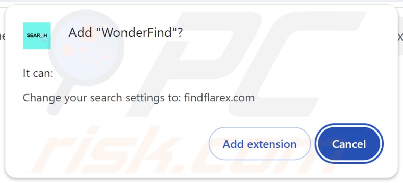 Le pirate de navigateur WonderFind demande des autorisations