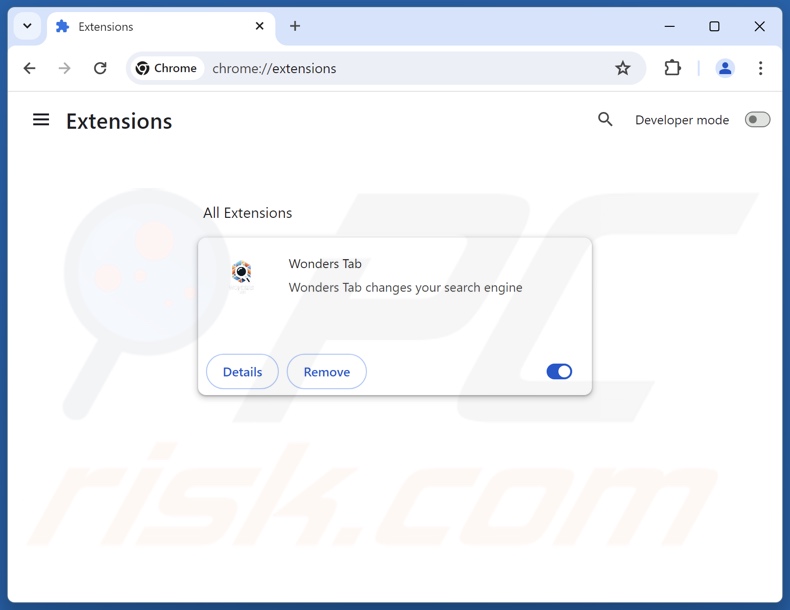 Suppression des extensions Google Chrome liées à wonderstab.com