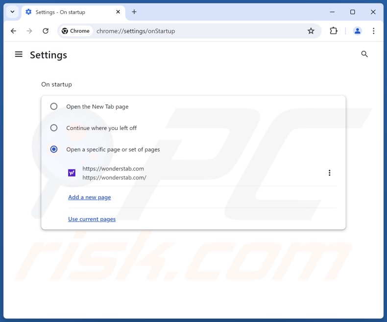 Supprimer wonderstab.com de la page d'accueil de Google Chrome