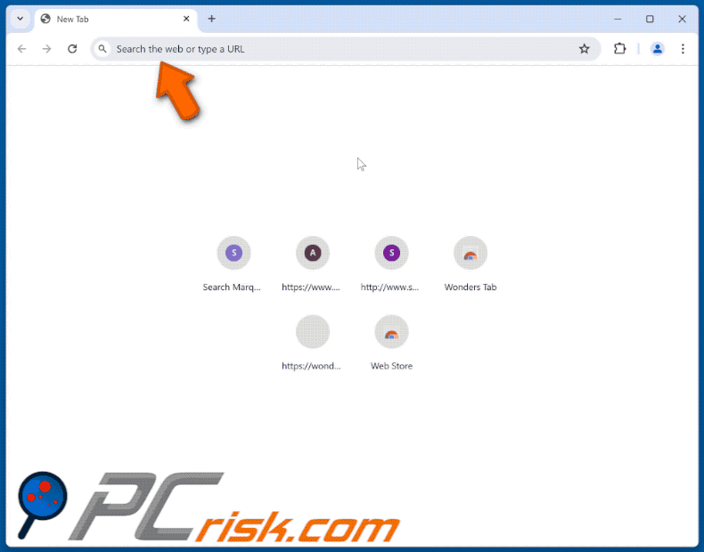 Le pirate de navigateur Wonders Tab redirige vers Yahoo (GIF)
