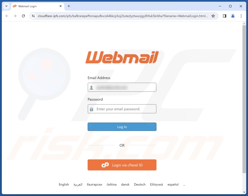 Your Password Changed courriel frauduleux site d'hameçonnage promu