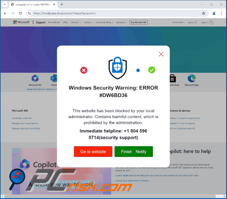 Apparition du pop-up ERROR #DW6BD36 - GIF (2024-06-11)