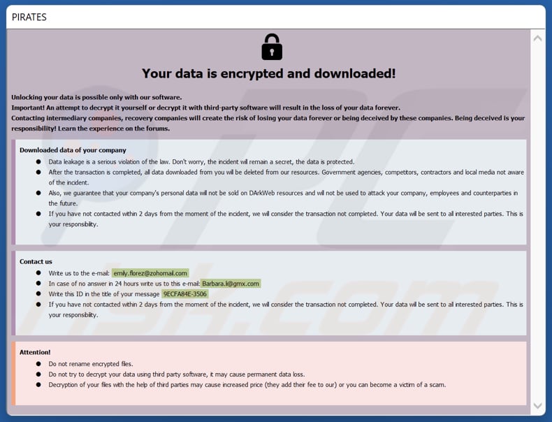 Lexus ransomware note de rançon fichier HTA (info.hta)