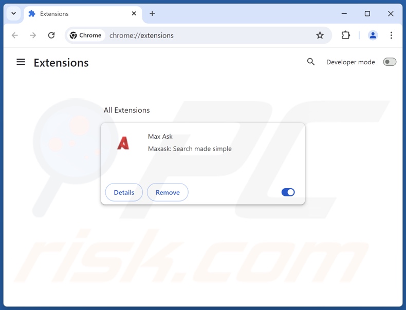 Suppression des extensions Google Chrome liées à maxask.com