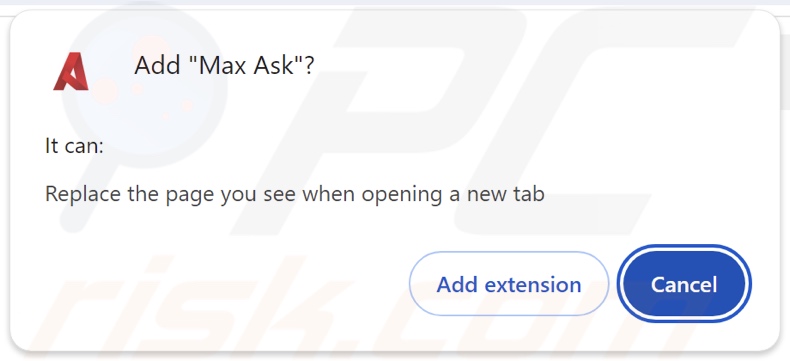 Le pirate de navigateur Max Ask demande des autorisations
