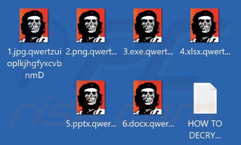 Fichiers cryptés par PartiZAN32 ransomware (extension .xqwertzuioplkjhgfyxcvbnmD)