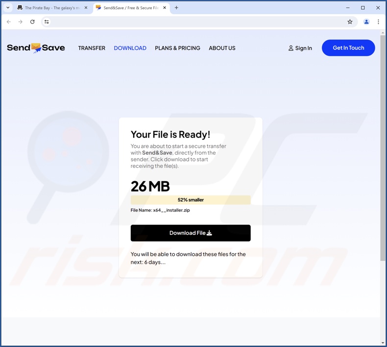 Site Web trompeur utilisé pour promouvoir PubQuo PUA