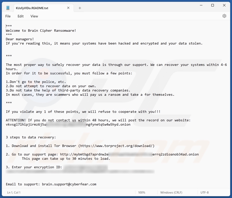 Brain Cipher ransomware note de rançon ([chaîne_aléatoire].README.txt)