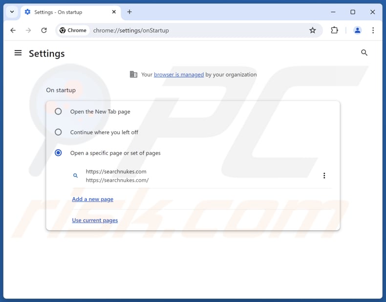 Supprimer searchnukes.com de la page d'accueil de Google Chrome